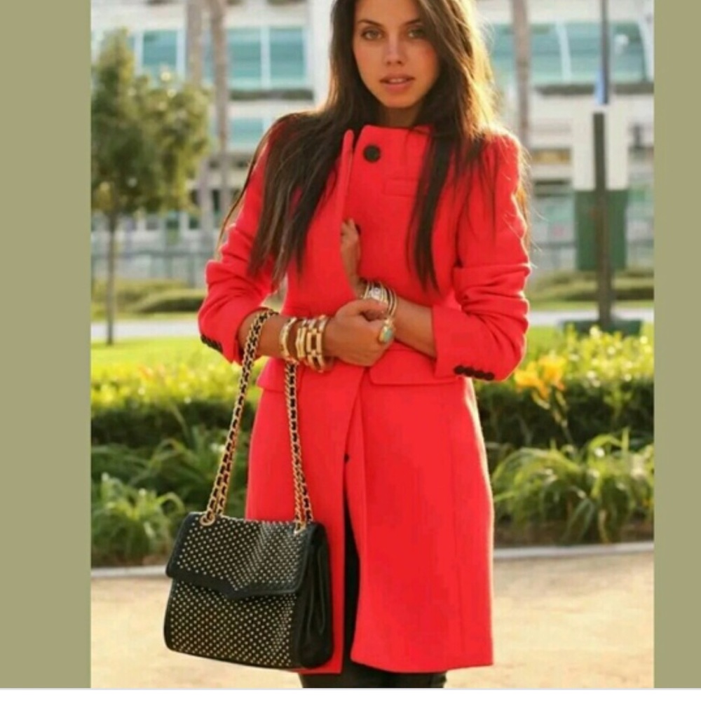 J. Crew Red Pea Coat